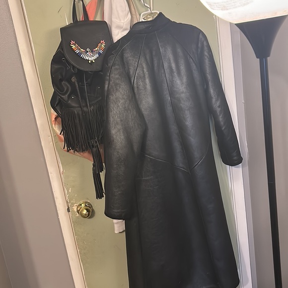 Vintage asf long leather coat with fur inside - Picture 5 of 5